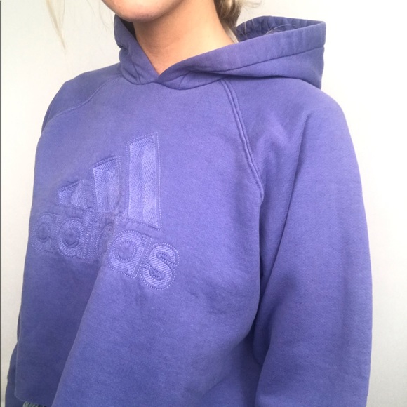 โSOLDโ Y2K deep violet cropped Adidas hoodie - Picture 4 of 6